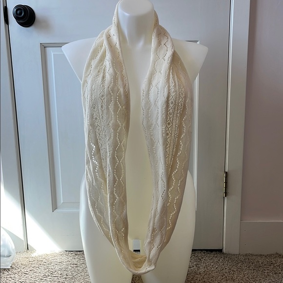 Maurices Cream Crochet Knit Infinity Scarf with Intricate Pattern - Picture 5 of 9